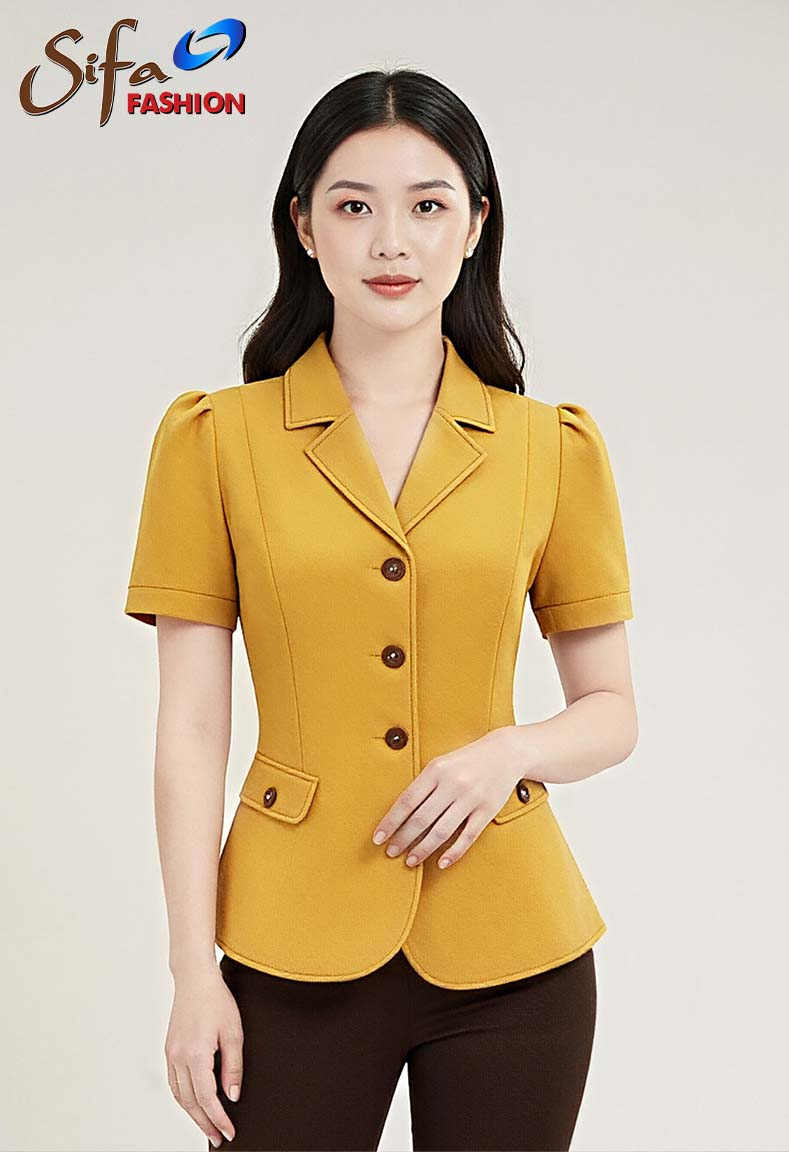 Áo vest cổ đanton một lớp