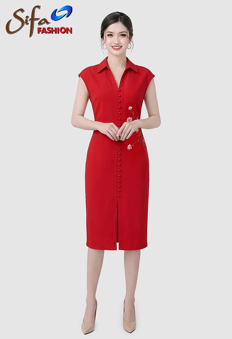 Đầm linen vẽ tay