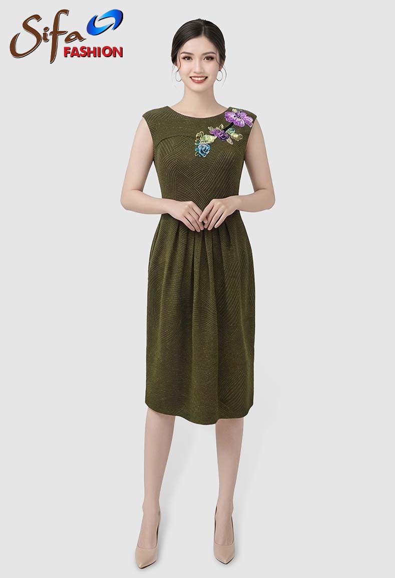 Đầm thun cổ tròn