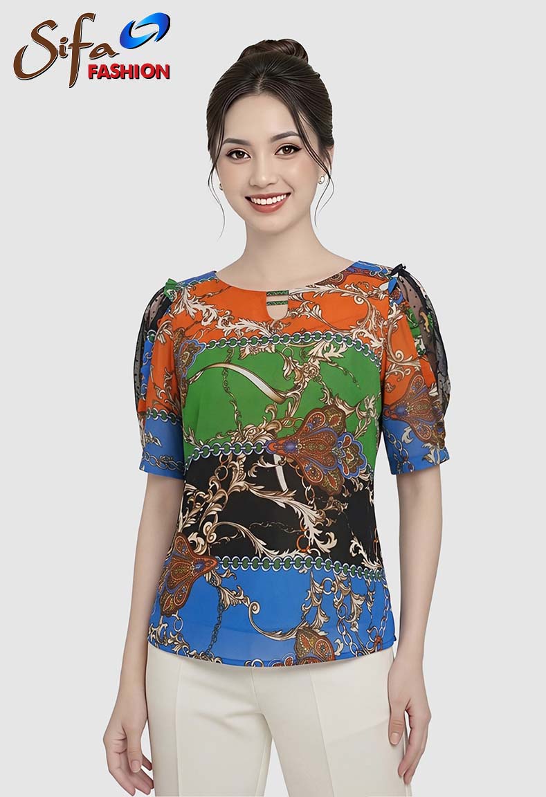 Áo hoa tay ren