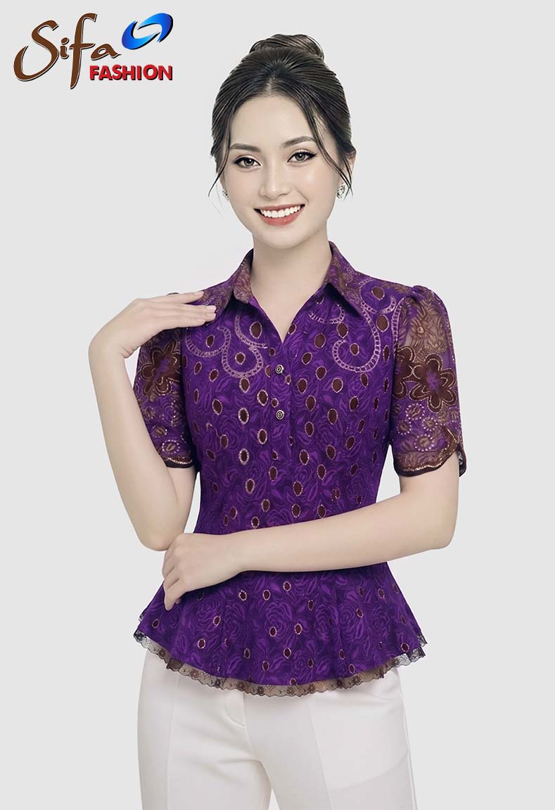 Áo cổ sơ mi xẻ trụ