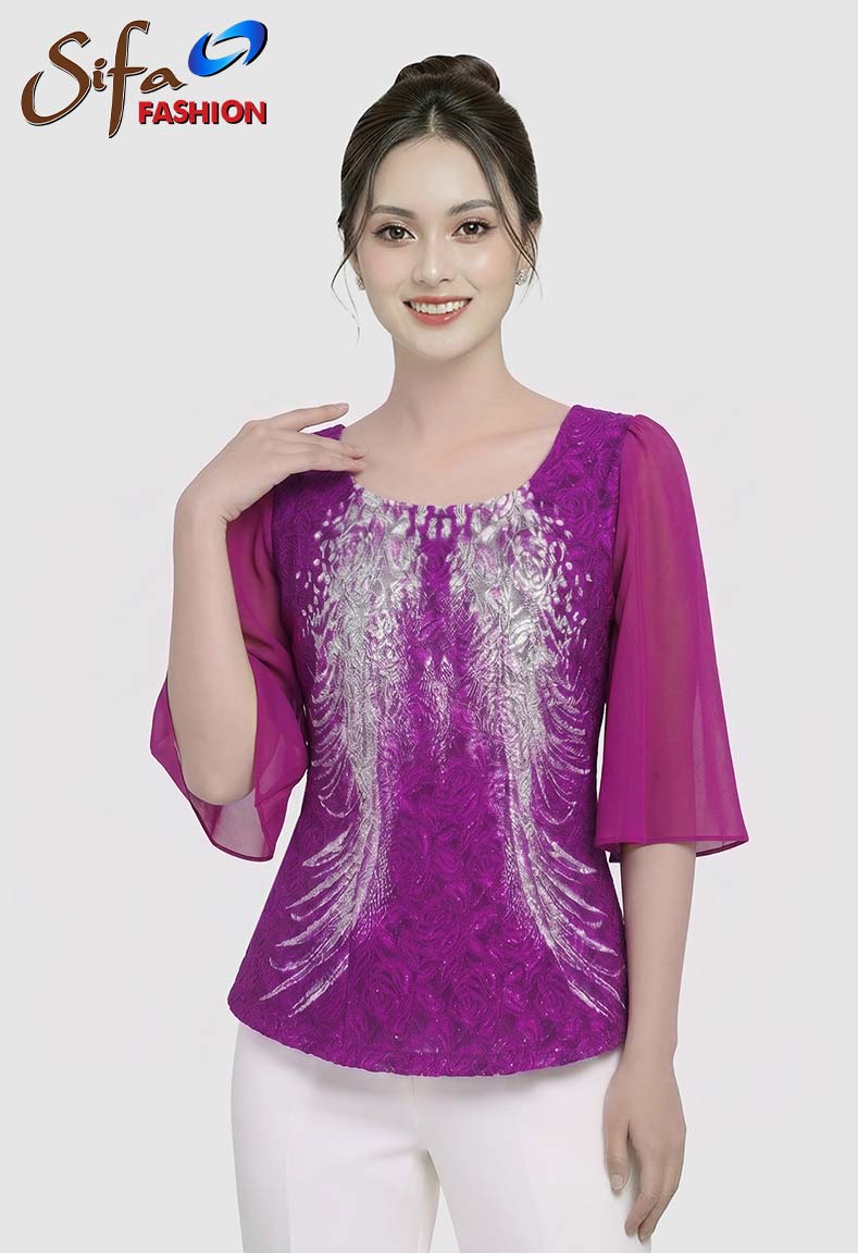 Áo cổ thuyền tay lỡ phối