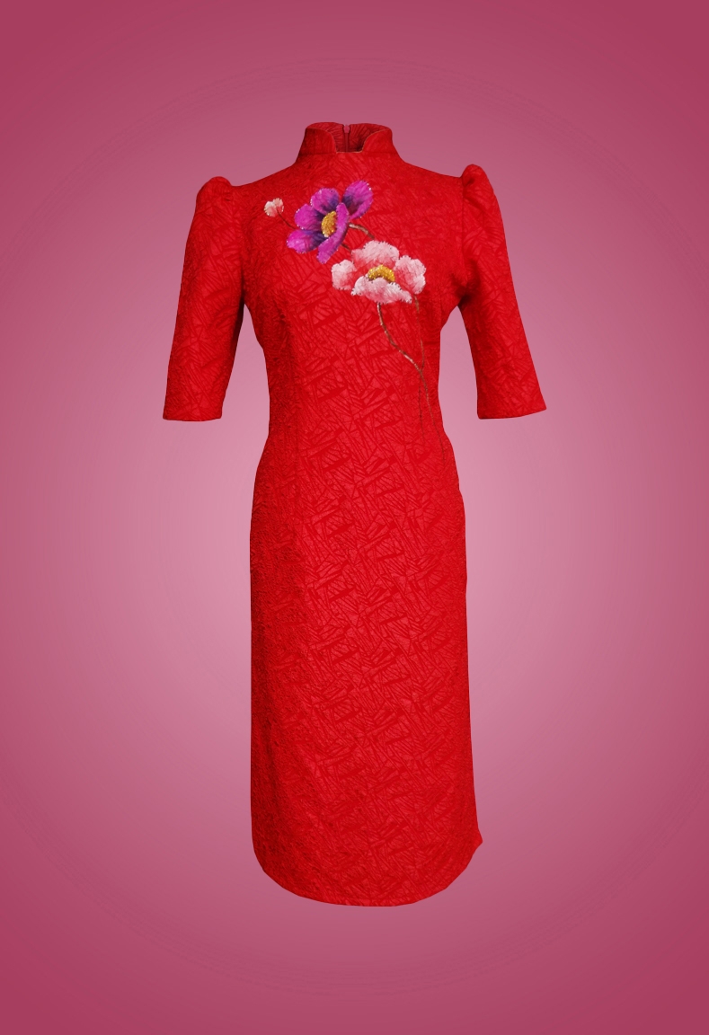 Set áo dài cách tân hồng chân váy S7243 | The Queen Fashion